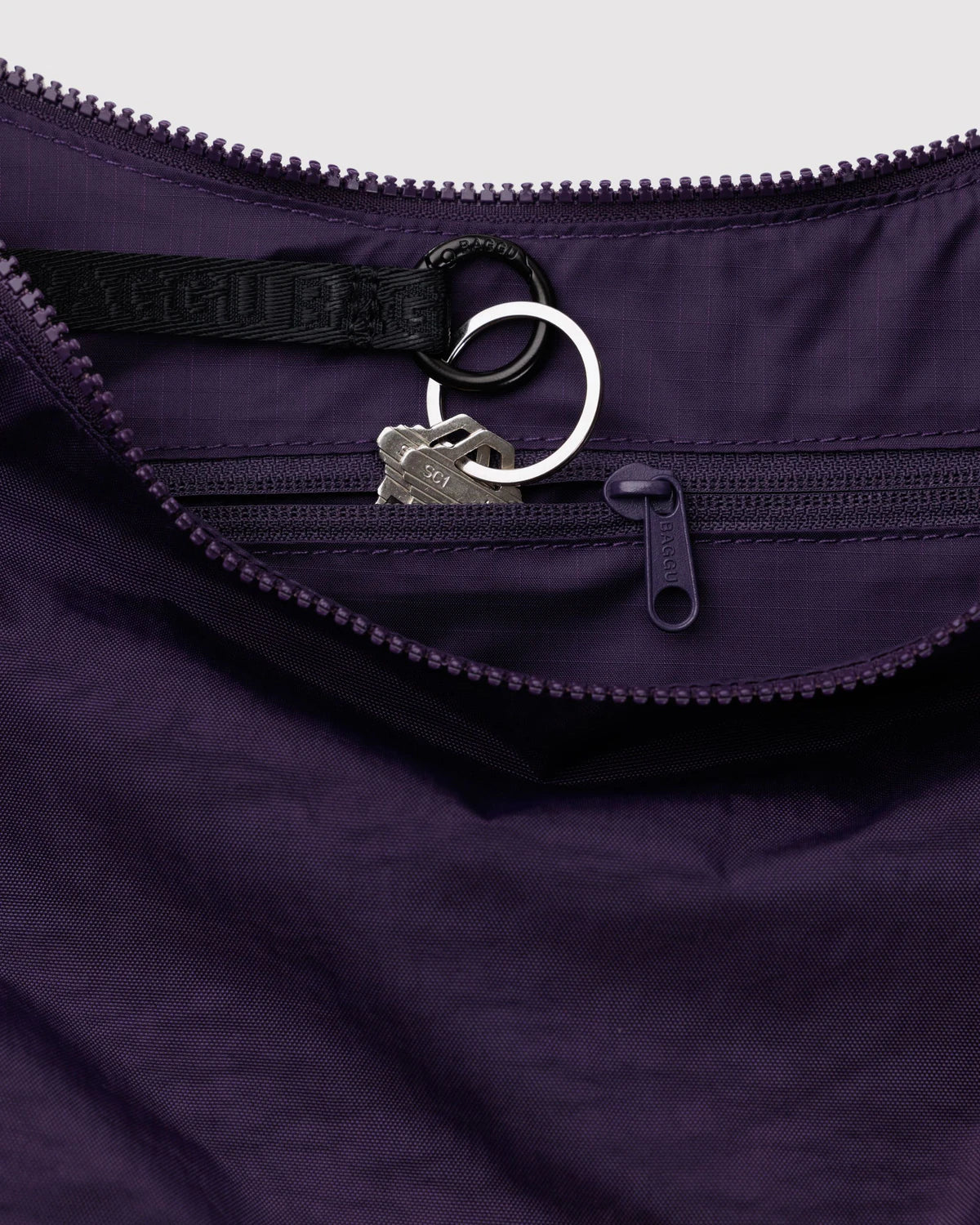 Medium Nylon Crescent Bag - Fig - Image 3