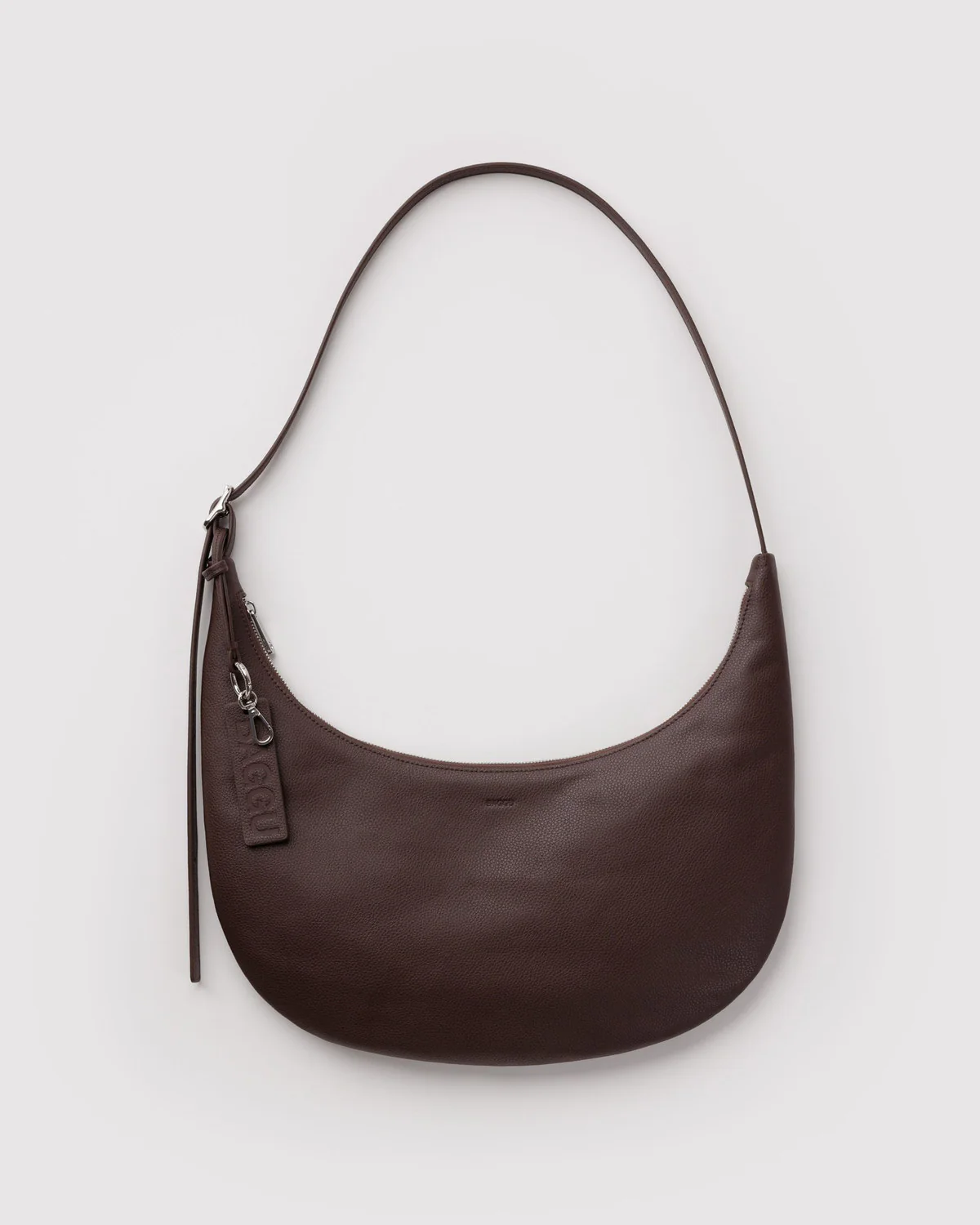 Medium Recycled Leather Flat Crescent - Brown