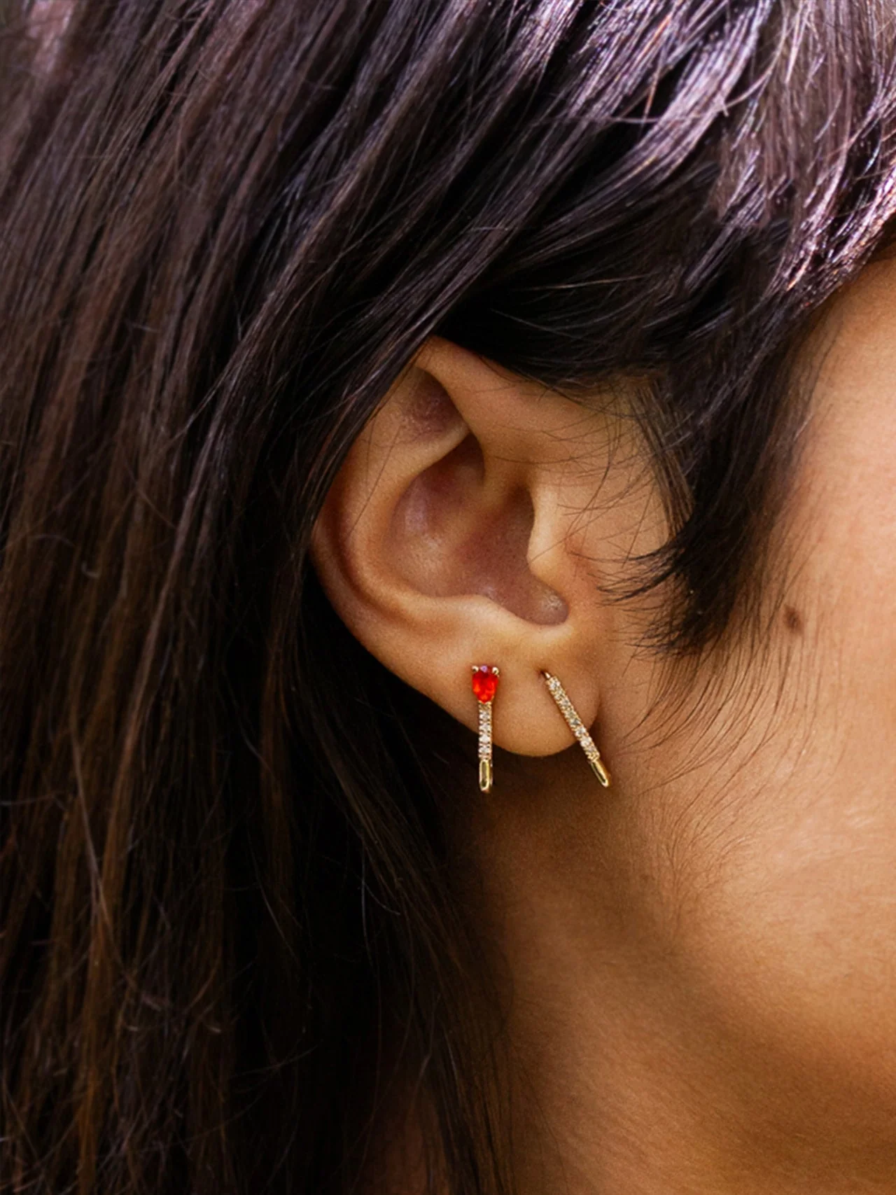 Mini Diamond Safety Pin Earring in 14k Gold - Image 3