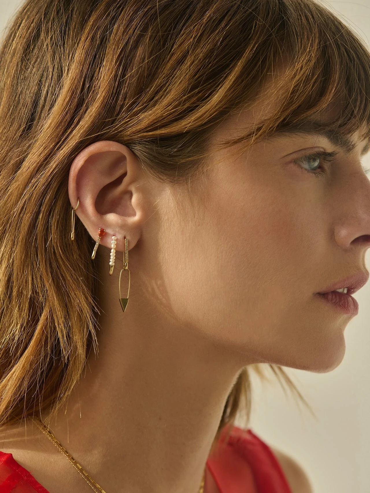 Mini Diamond Safety Pin Earring in 14k Gold - Image 4