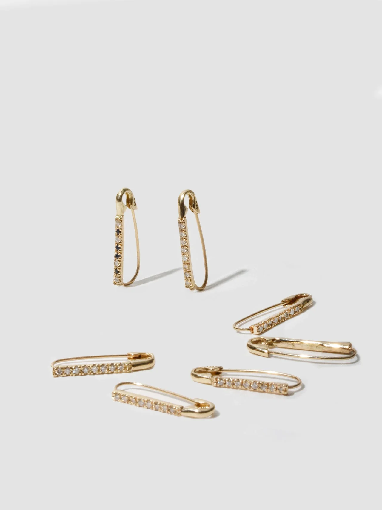 Mini Diamond Safety Pin Earring in 14k Gold - Image 5