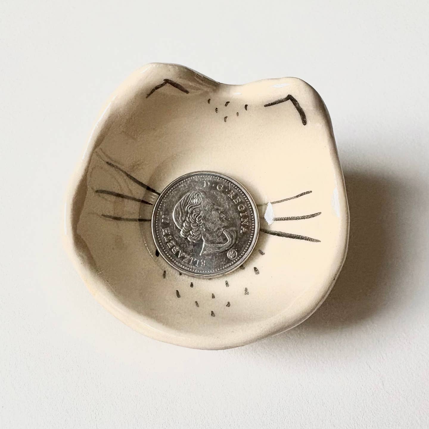 Tiny Cat Face Mini Handmade Ceramic Dish - Image 4