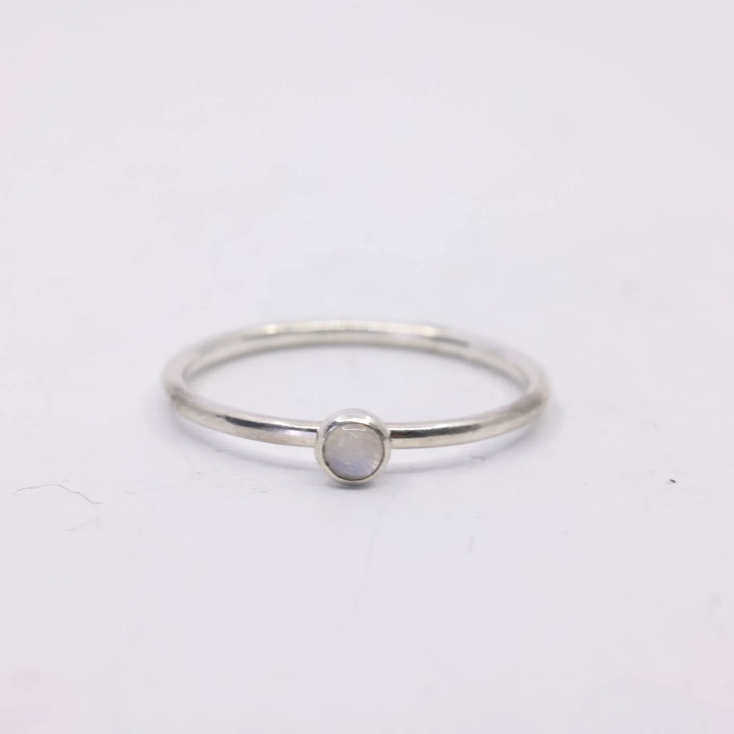Mini Moonstone Stacking Ring - Sterling Silver - Image 2