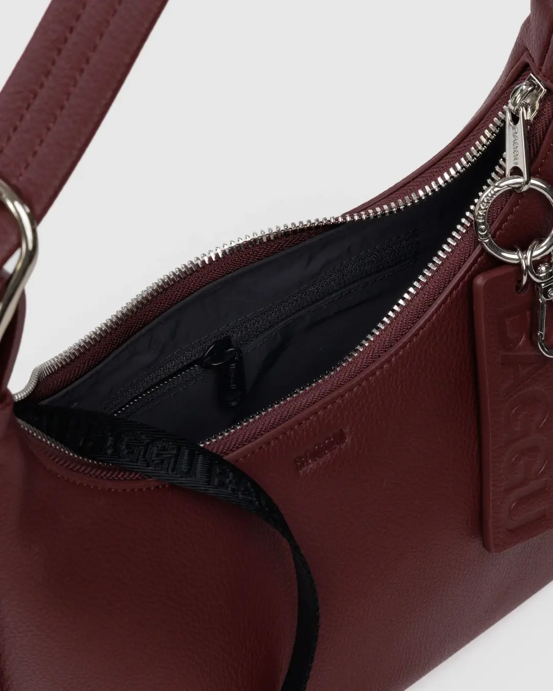 Mini Recycled Leather Shoulder Bag - Mahogany - Image 3
