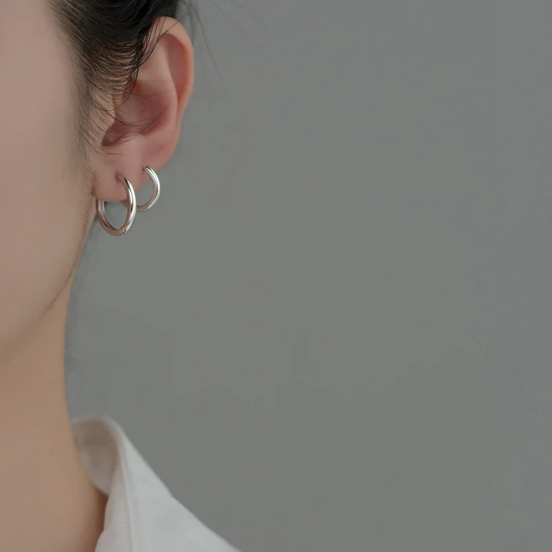 Minimalist Huggie Hoop Earrings - Image 2