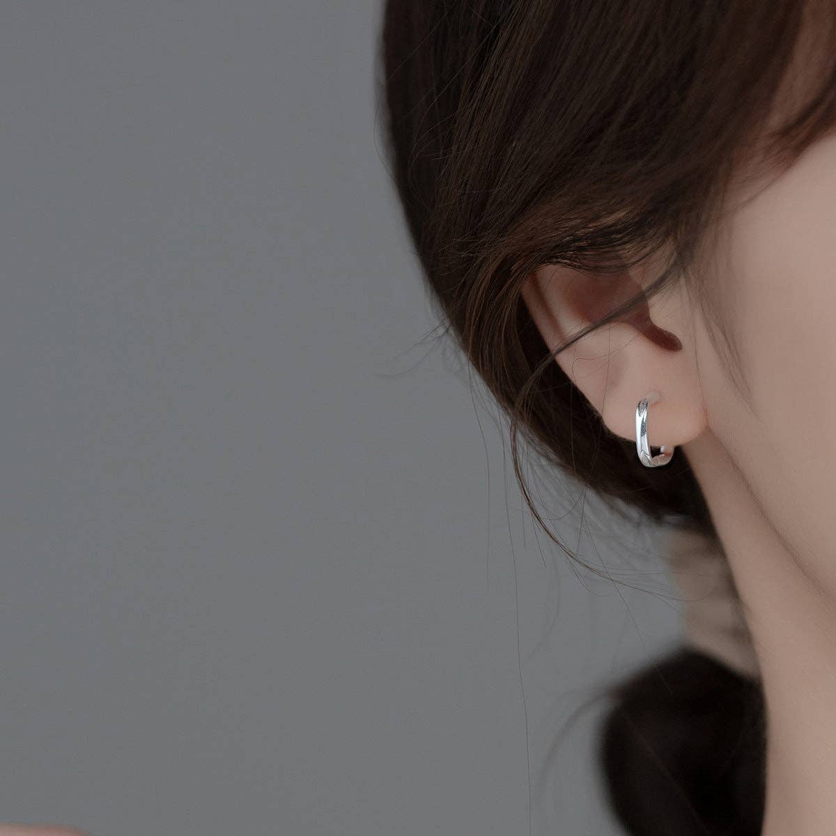Minimalist Square Cuff Hoop Earrings - Image 2
