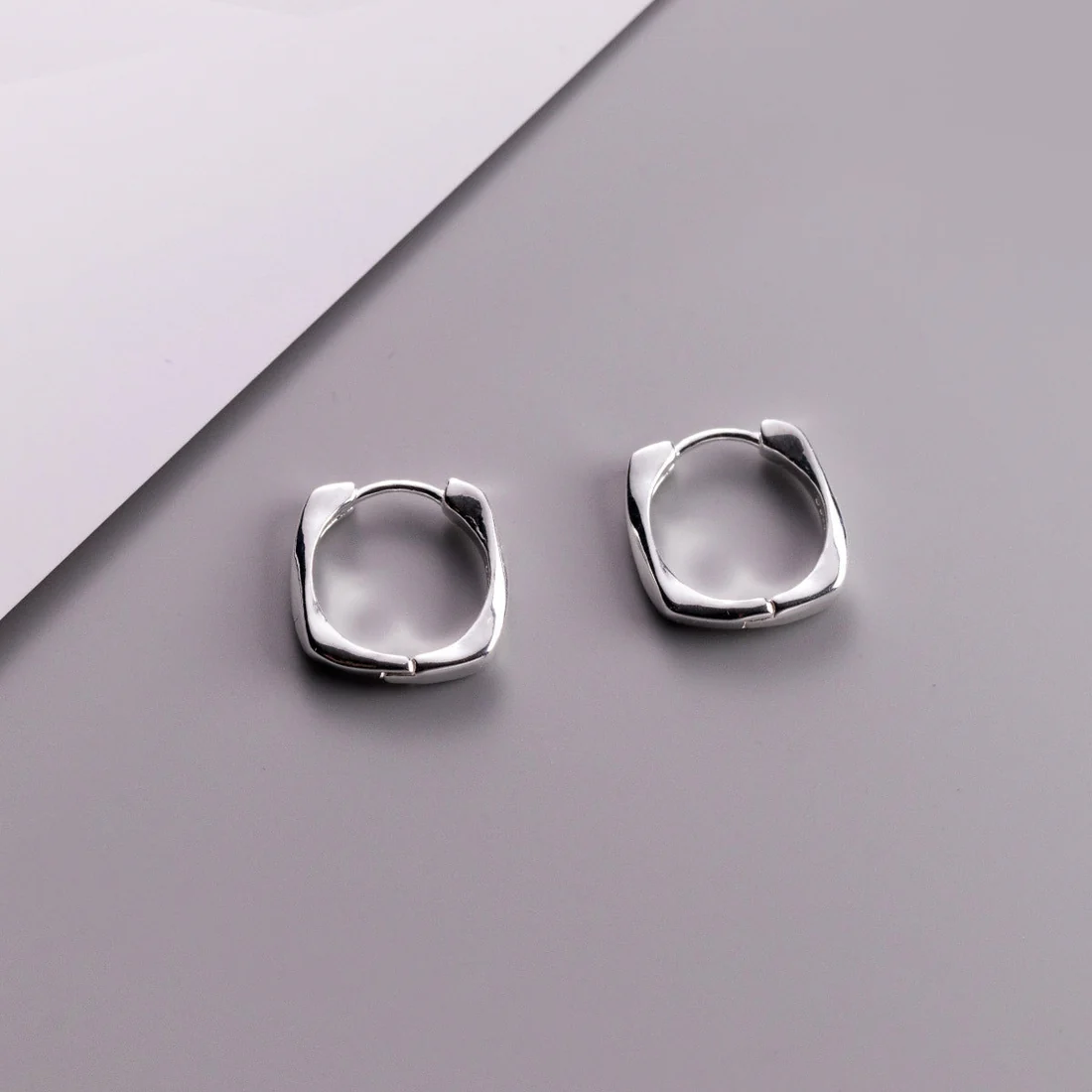 Minimalist Square Cuff Hoop Earrings - Image 3