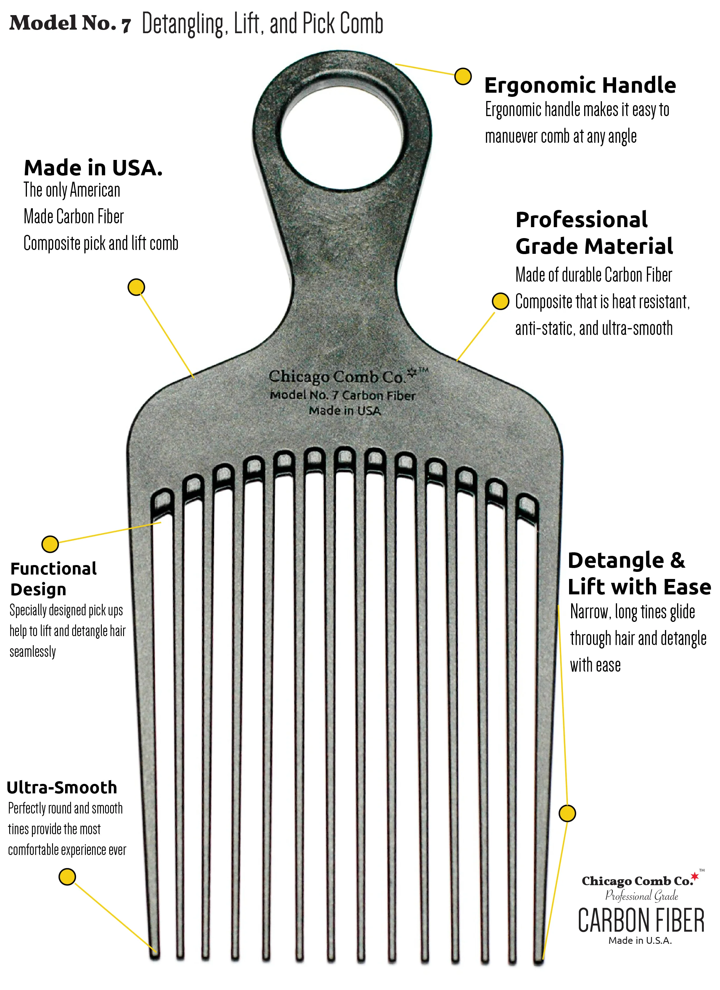 Model No. 7 Carbon Fiber Comb - Image 3