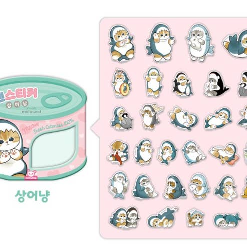 Mofusand Can Jelly 30 Stickers Set – Shark or Fruit Cat - Image 4