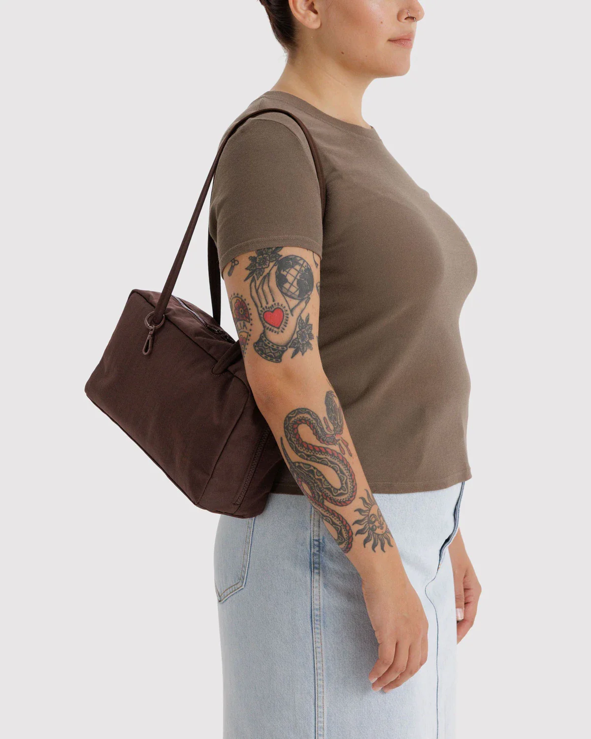 Nylon Bowler Bag - Coffee - Image 2