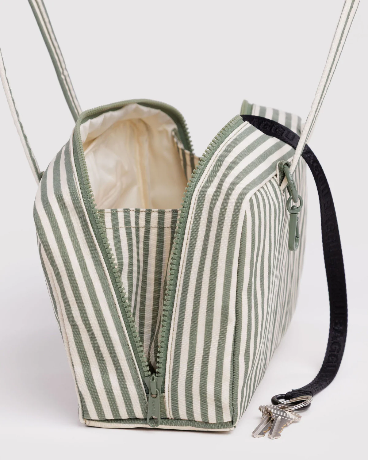 Nylon Bowler Bag - Sage Stripe - Image 4