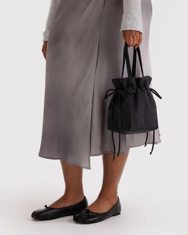 Nylon Drawstring Bag - Black - Image 2