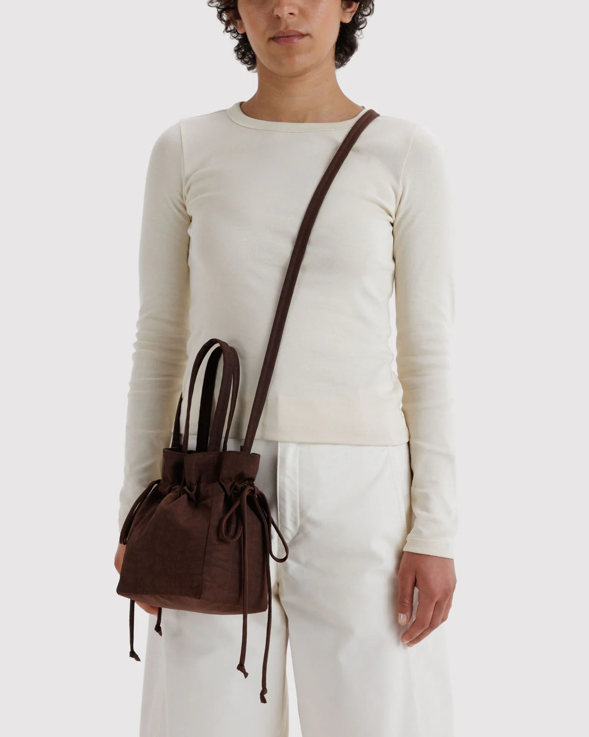 Nylon Drawstring Bag - Coffee - Image 2