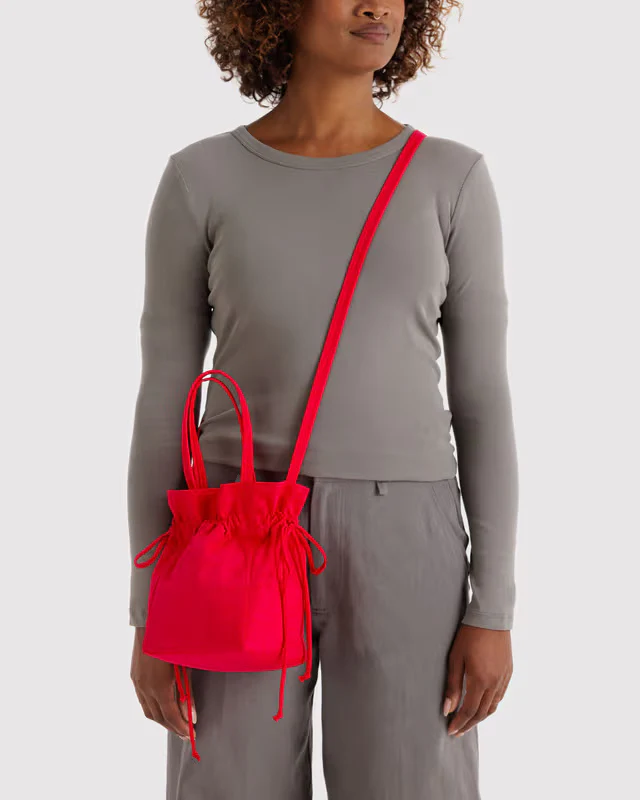 Nylon Drawstring Bag - Red - Image 4