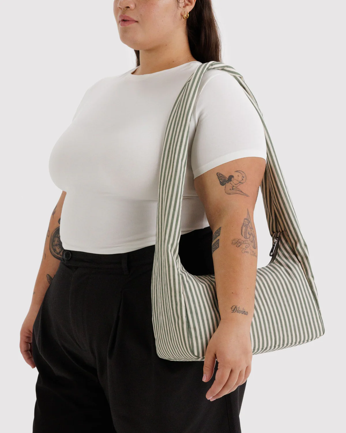Nylon Meringue Bag - Sage Stripe - Image 2