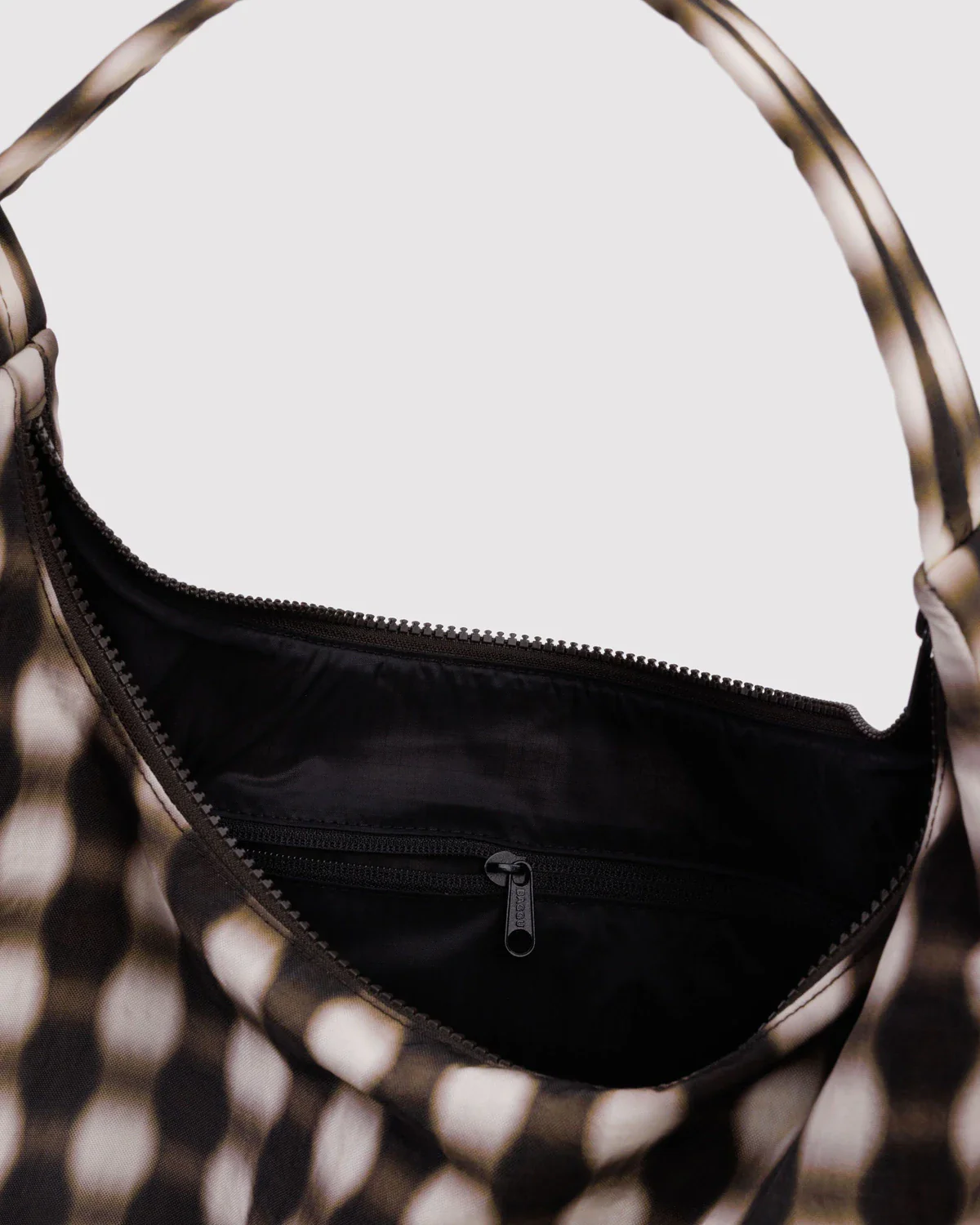 Nylon Shoulder Bag - Blurred Gingham Brown - Image 4