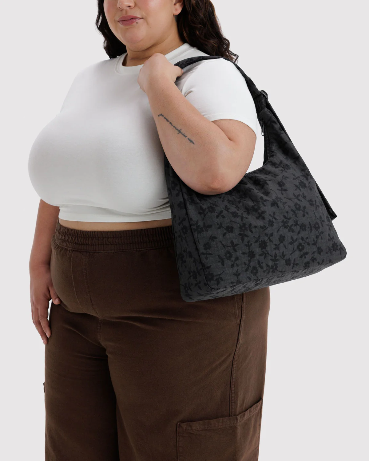Nylon Shoulder Bag - Charcoal Ditsy Floral - Image 2