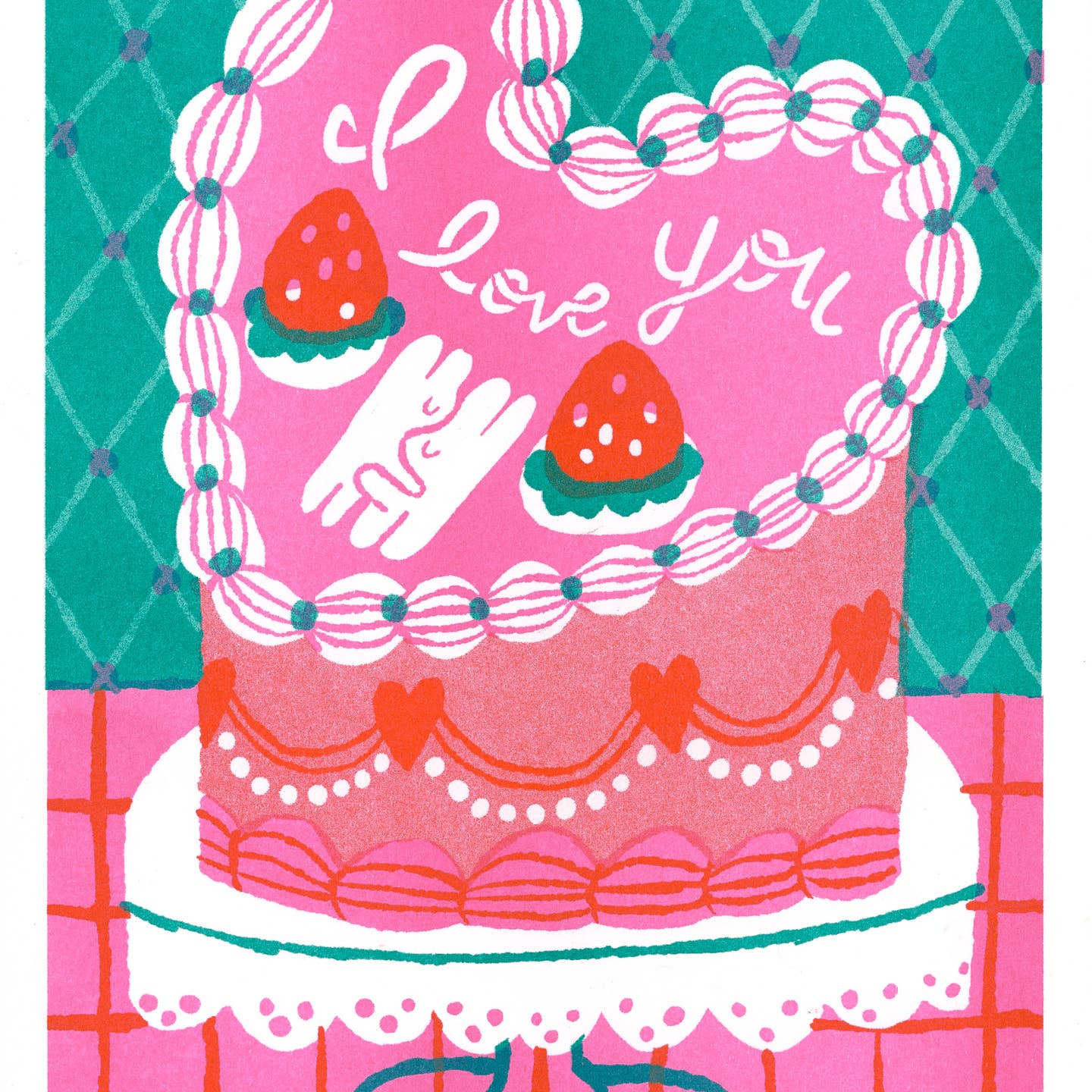 'Our Strawberry Cake' Riso Print - Image 2