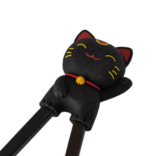 Lucky Cat Training Chopsticks - Black - Image 2