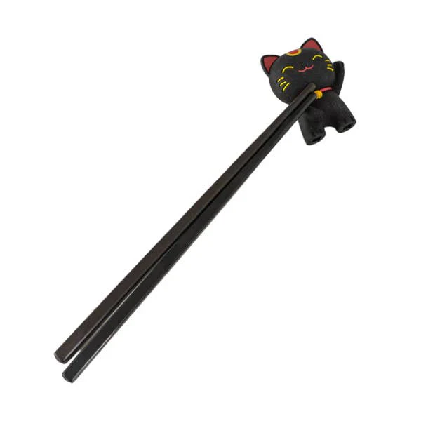 Lucky Cat Training Chopsticks - Black - Image 3