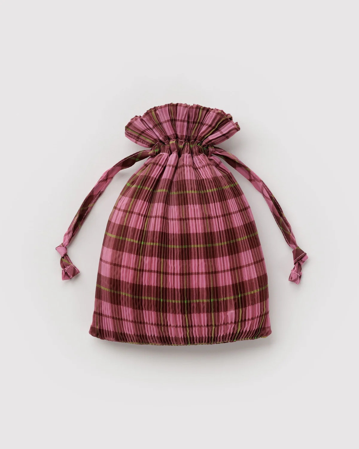 Pleated Baggu - Azalea Pink Tartan - Image 3
