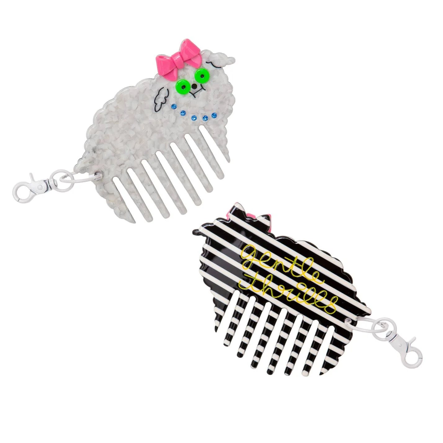 Poodle Comb Bag Charm - White