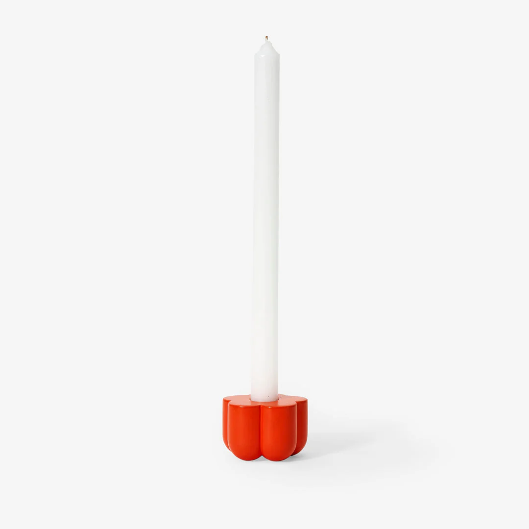 Poppy Candle & Incense Holder - Coral - Image 2