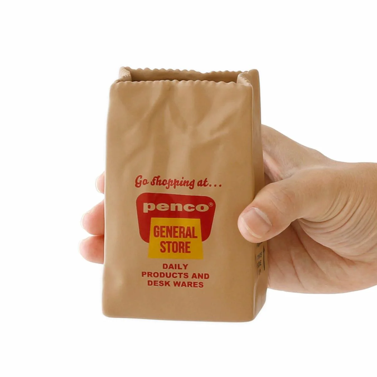 Porcelain Brown Bag Pen Holder - Image 3