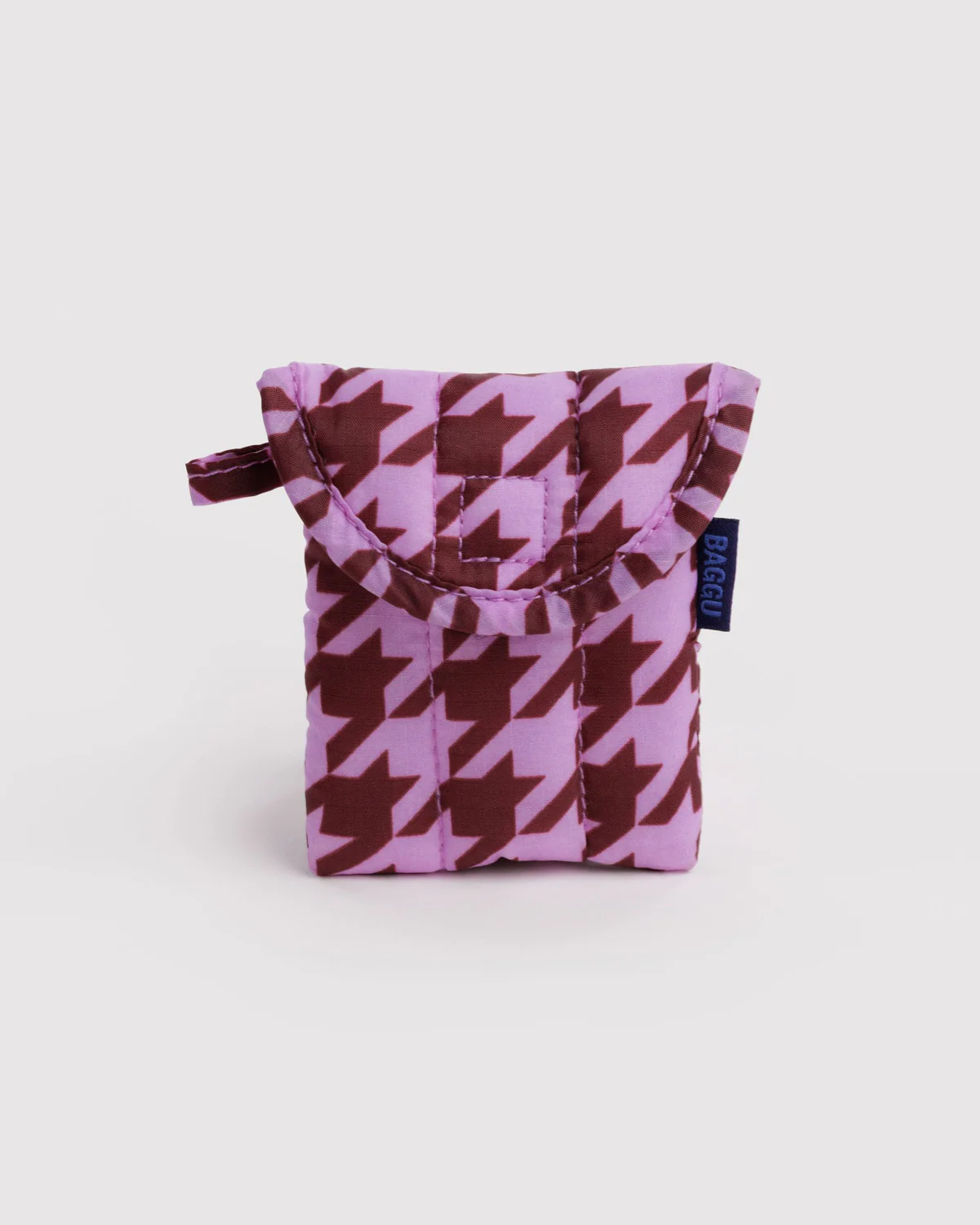 Puffy Earbuds Case - Pink Houndstooth