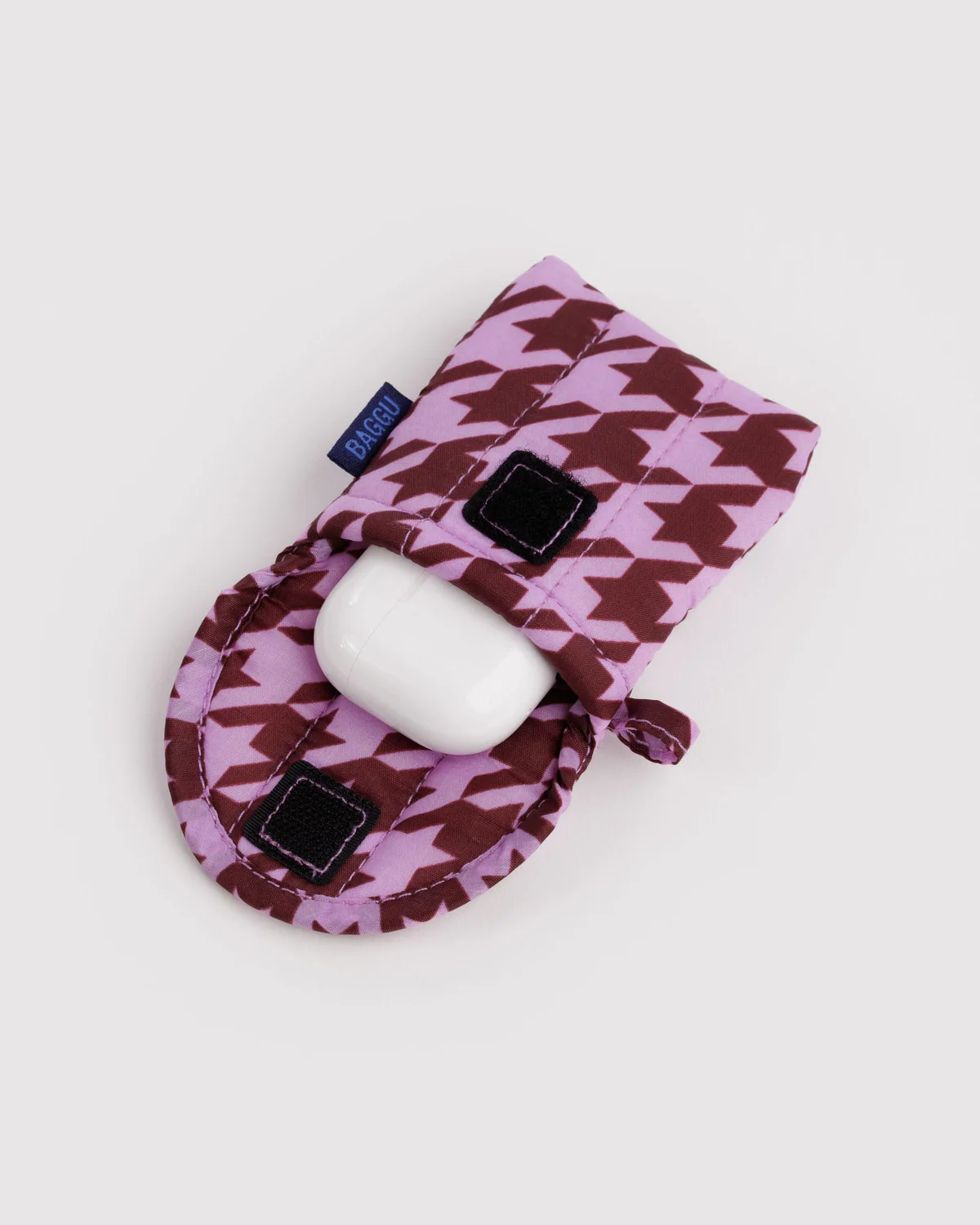 Puffy Earbuds Case - Pink Houndstooth - Image 3