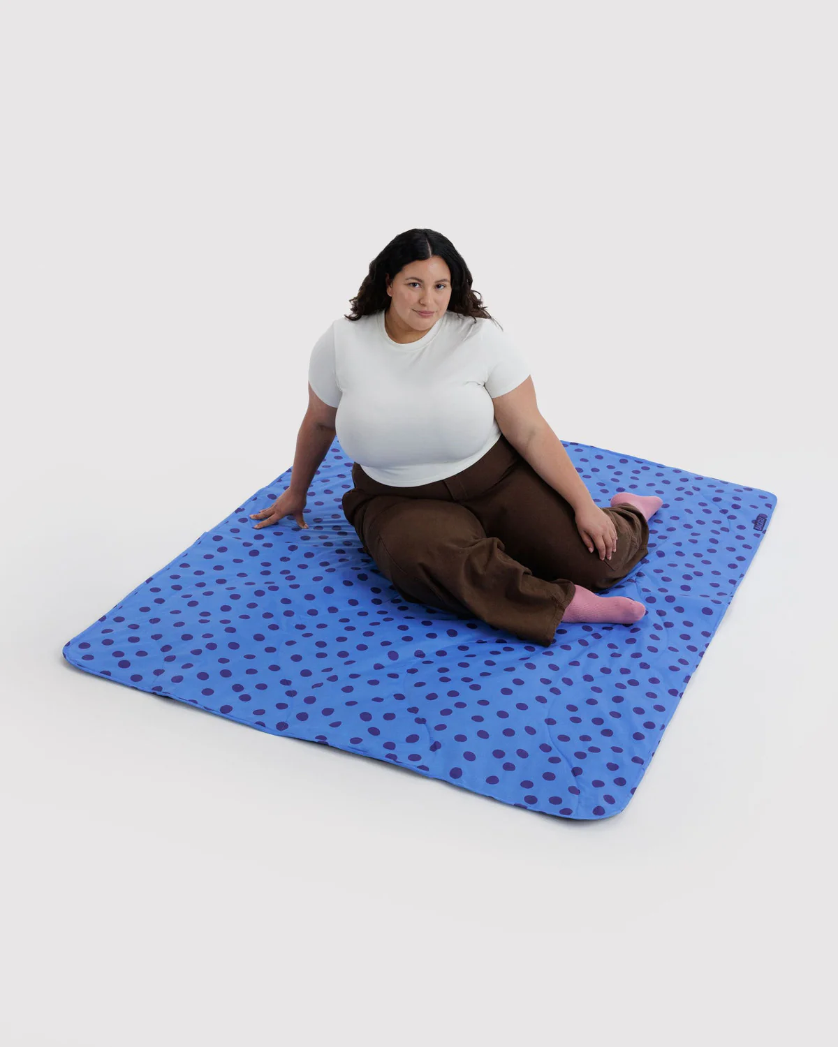 Puffy Picnic Blanket - Blue Polka Dot - Image 2