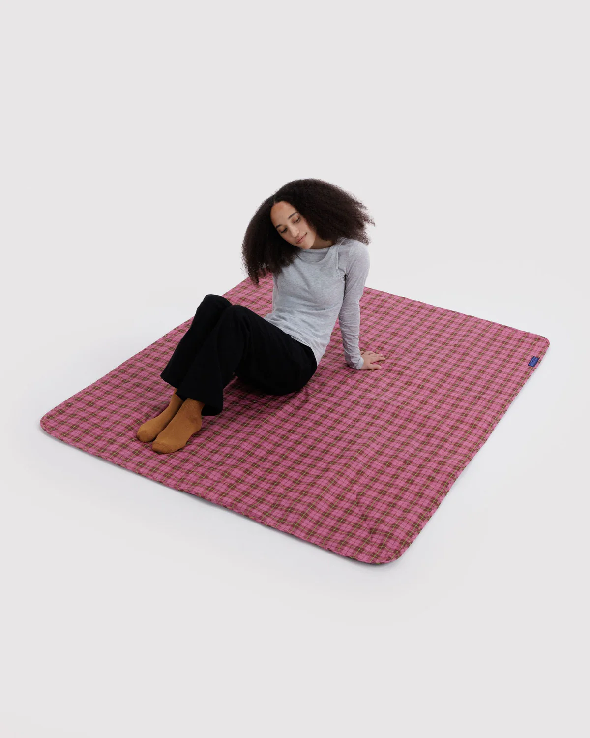 Puffy Picnic Blanket - Azalea Pink Tartan - Image 2