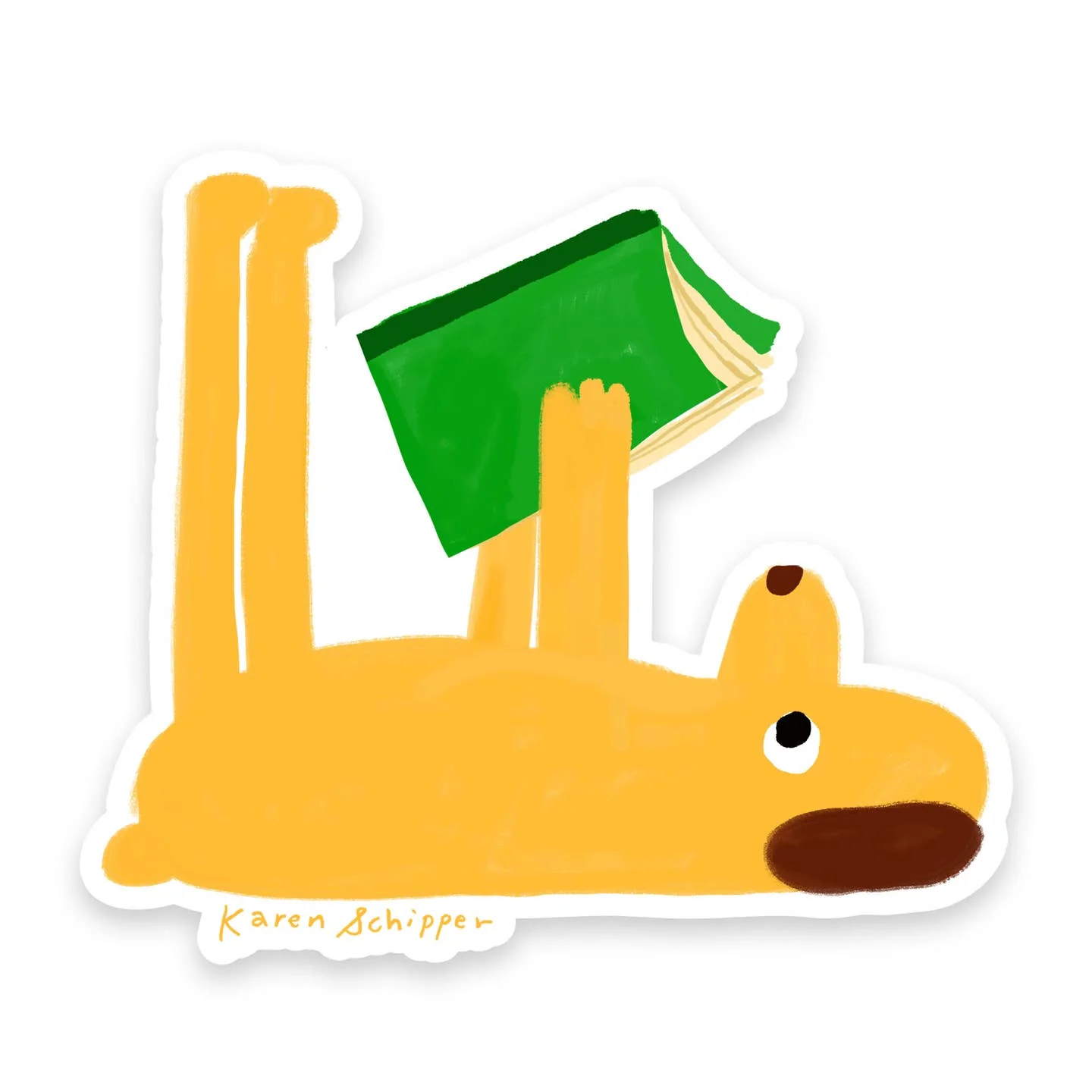 Reading Dog Sticker
