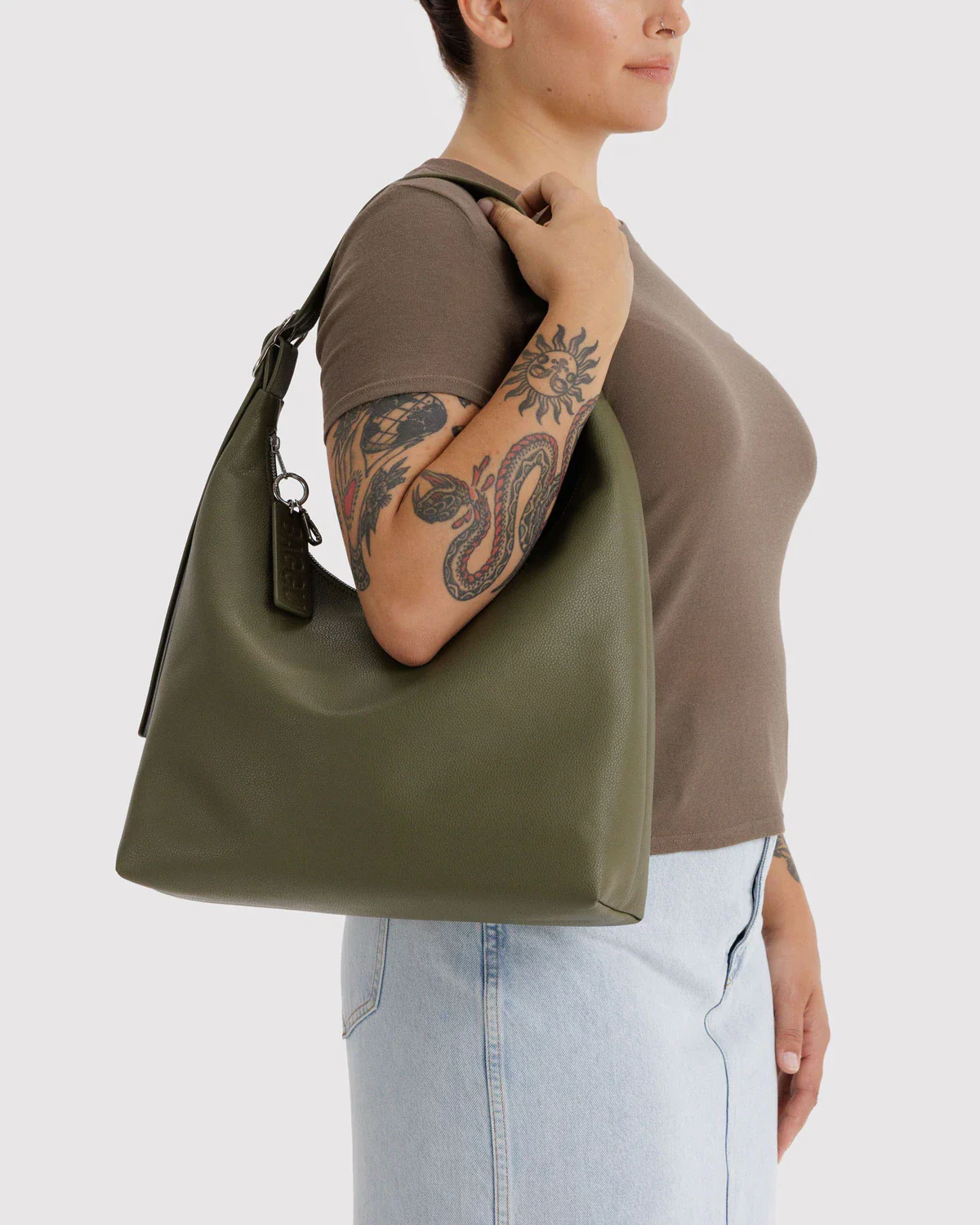 Recycled Leather Shoulder Bag - Loden - Image 2