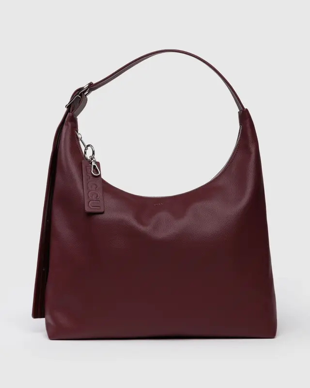 Recycled Leather Shoulder Bag - Mahogany