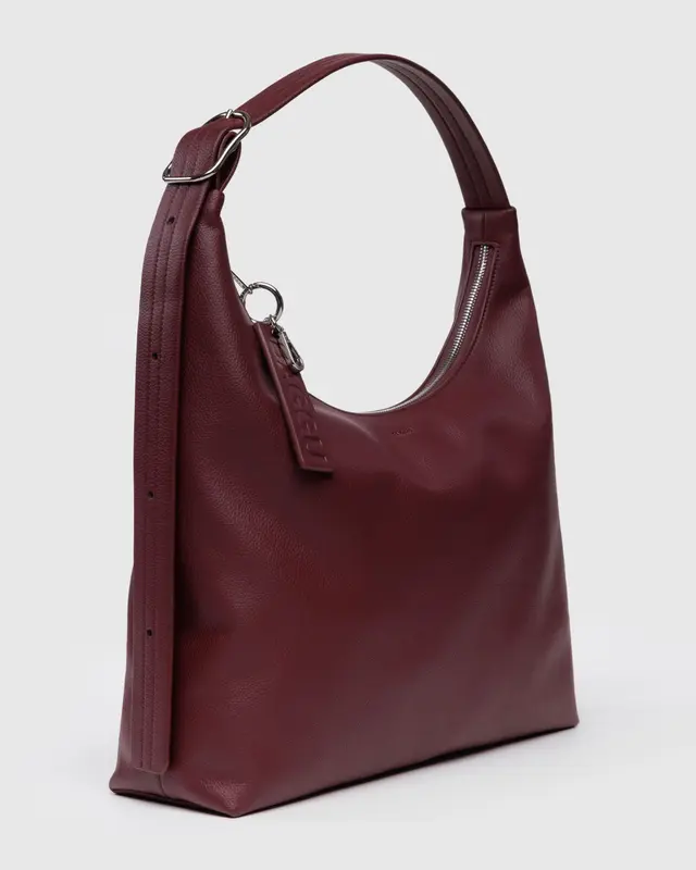 Recycled Leather Shoulder Bag - Mahogany - Image 3