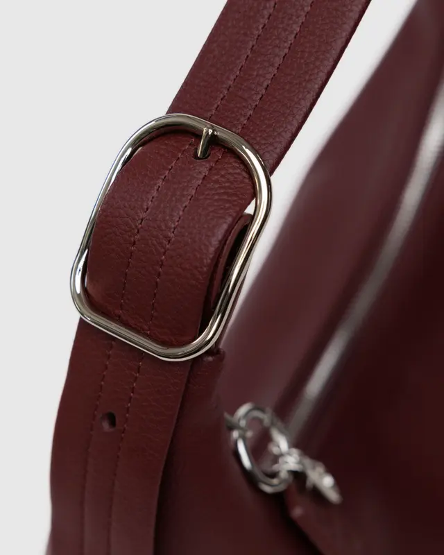 Recycled Leather Shoulder Bag - Mahogany - Image 4