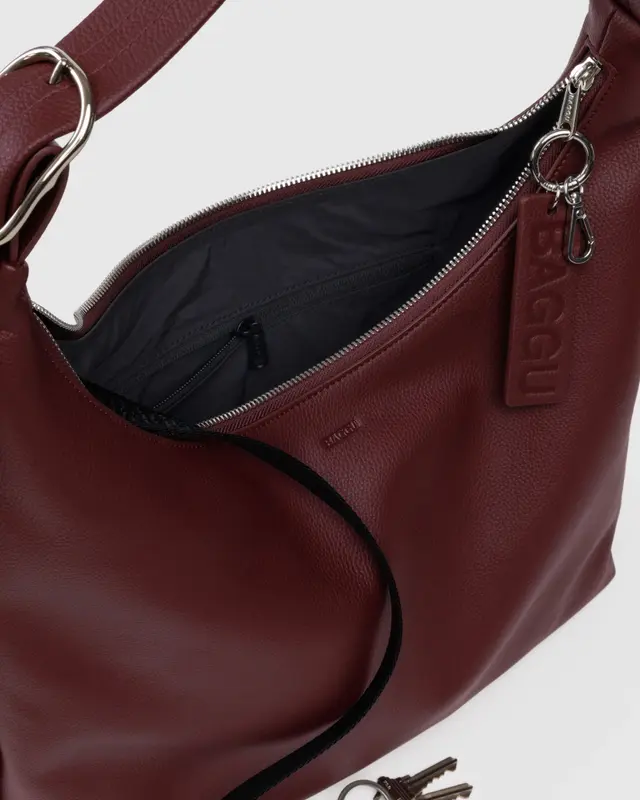 Recycled Leather Shoulder Bag - Mahogany - Image 5