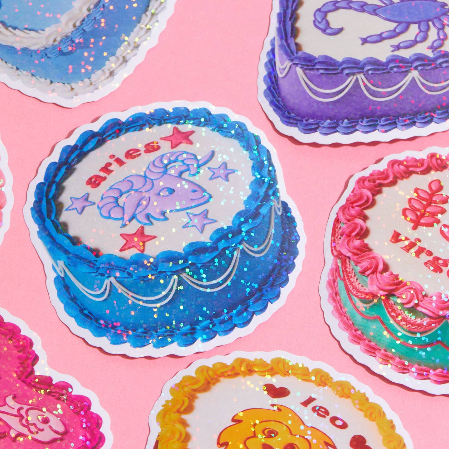Taurus Glitter Horoscope Cake Sticker - Image 2