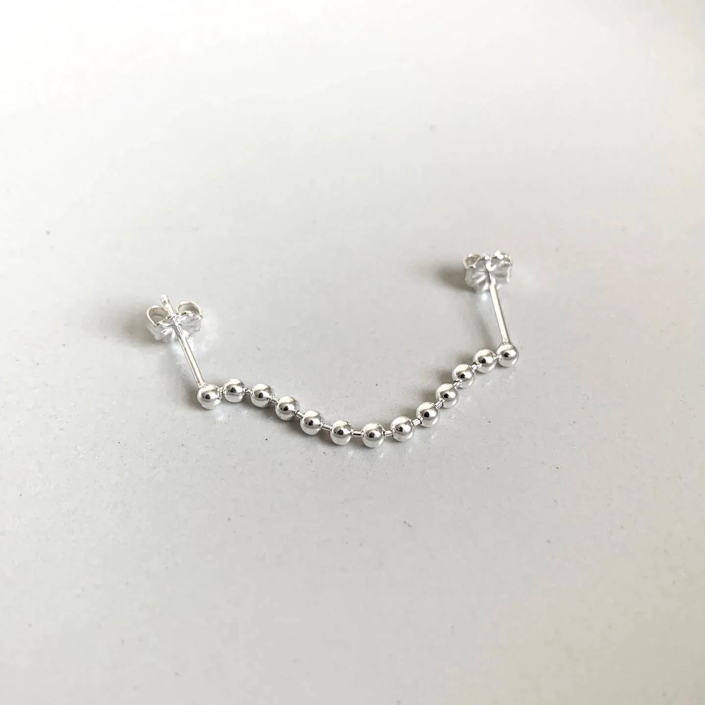 Single Ball Chain Earring - Sterling Silver