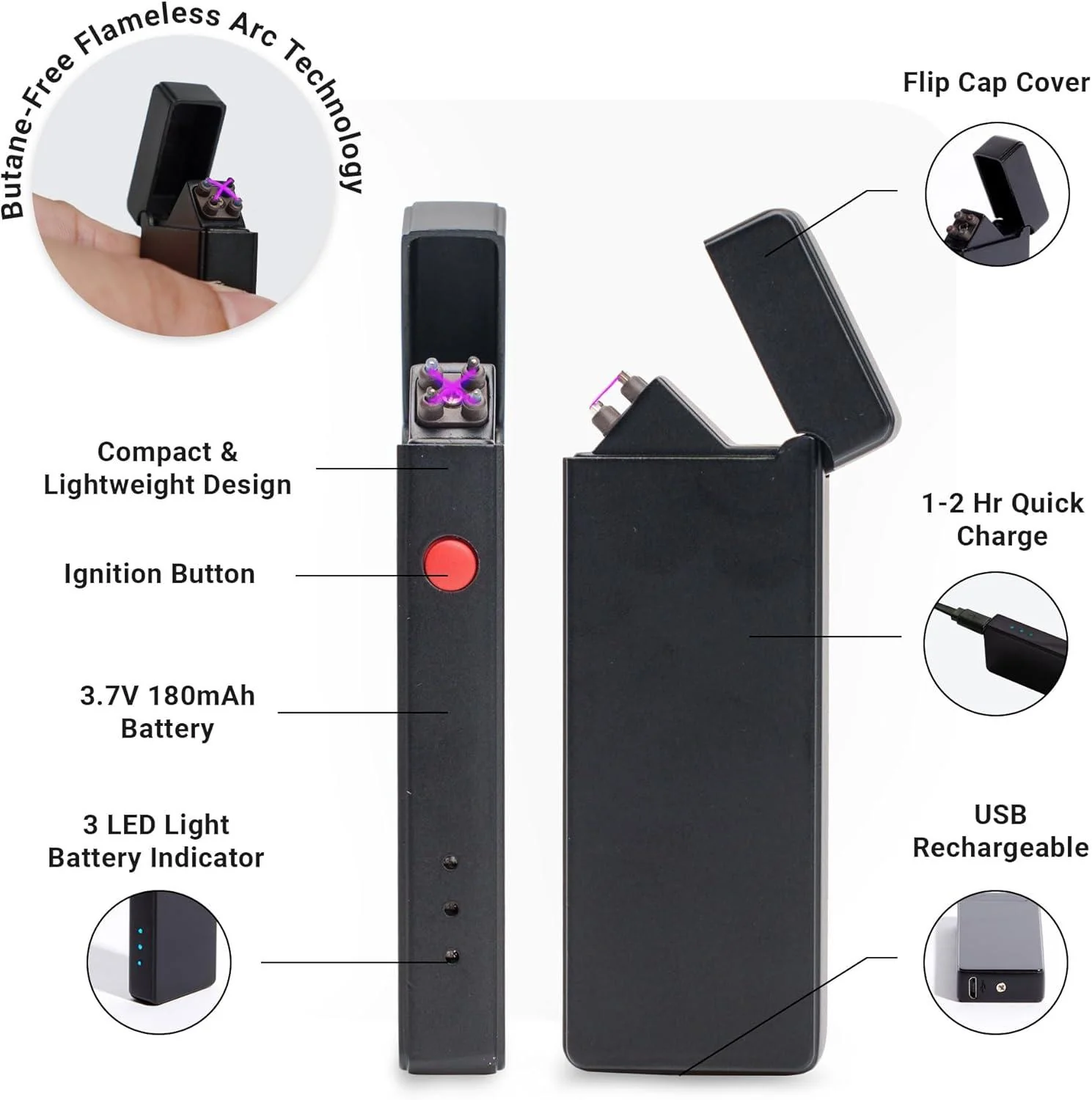 Slim Double Arc Lighter - Gold - Image 5