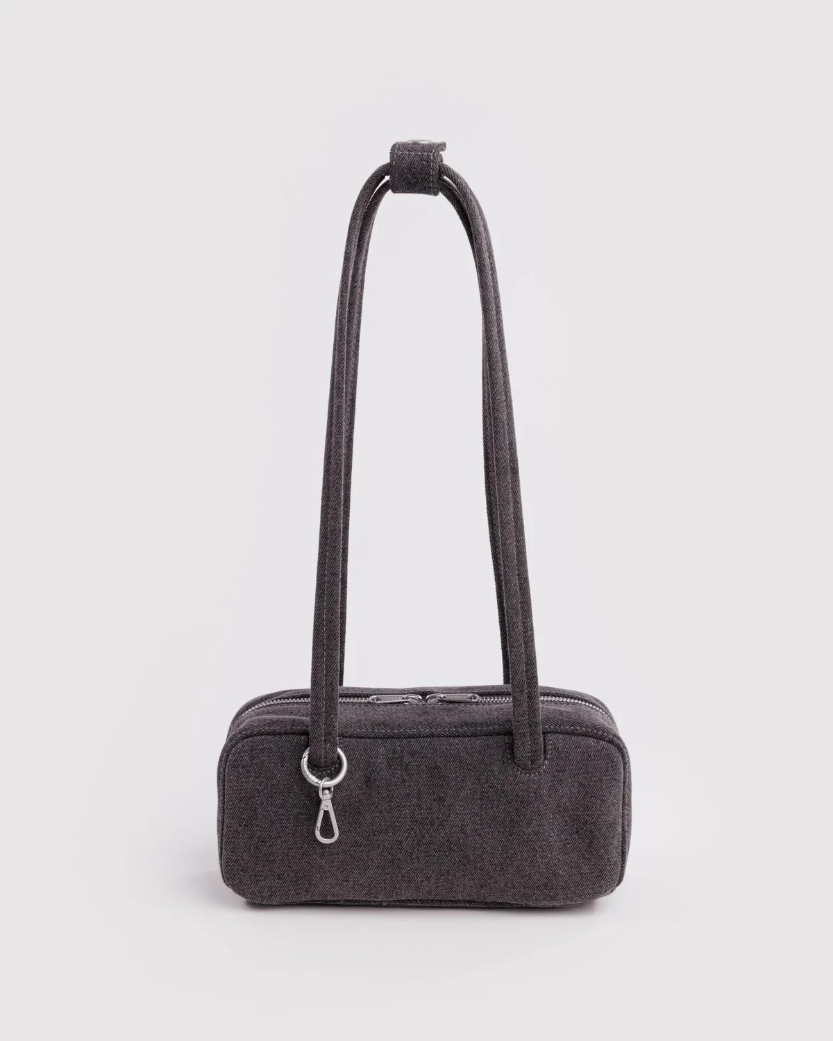 Small Denim Bowler Bag - Washed Black Denim