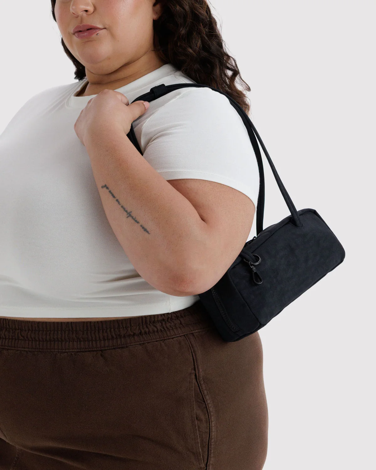 Small Nylon Bowler Bag - Black - Image 2