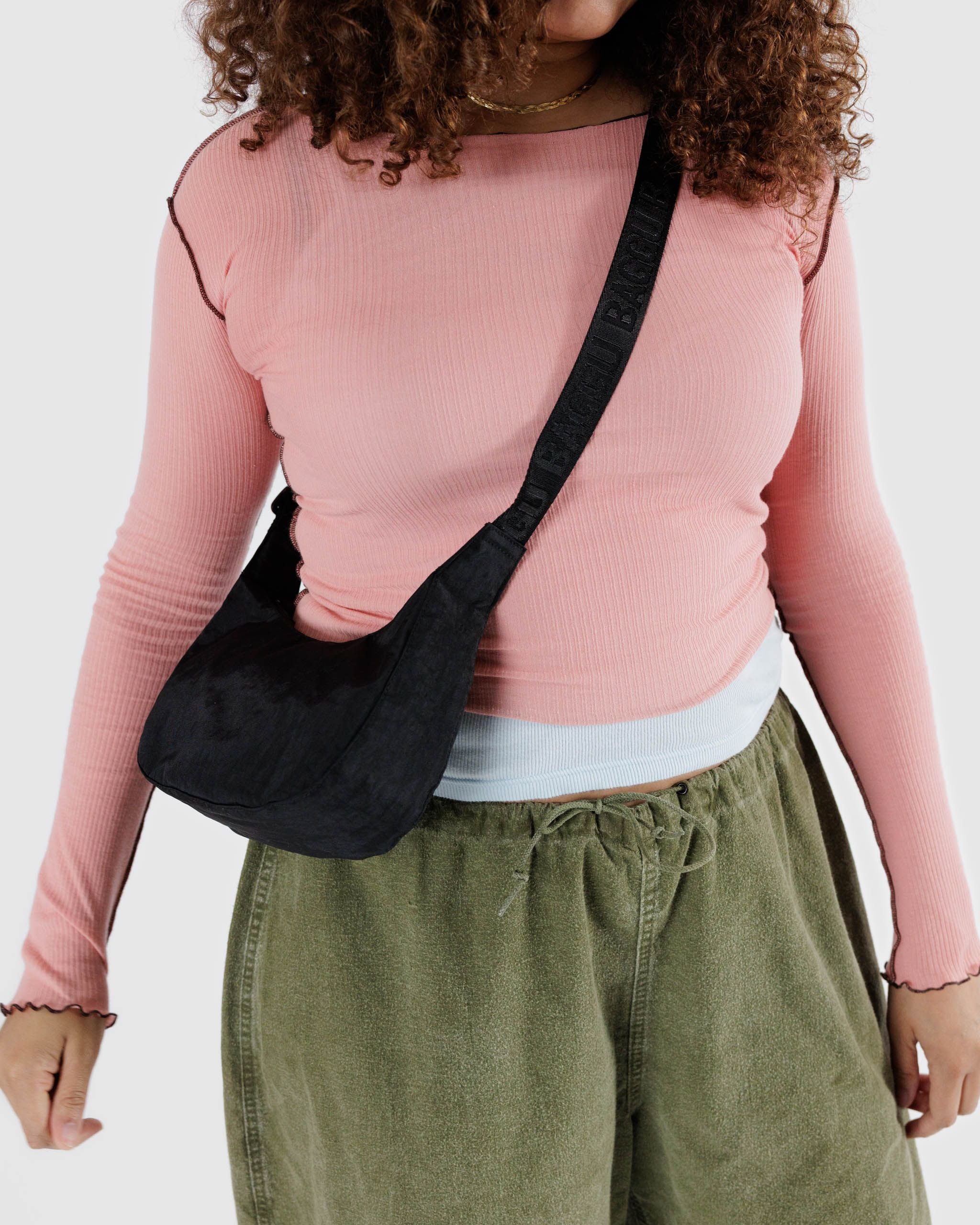 Small Nylon Crescent Bag - Black - Image 3