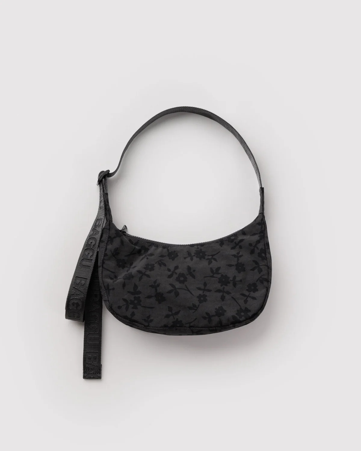Small Nylon Crescent Bag - Charcoal Ditsy Floral