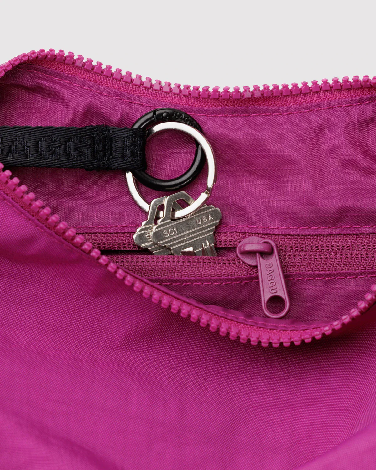 Small Nylon Crescent Bag - Deep Fuchsia - Image 3