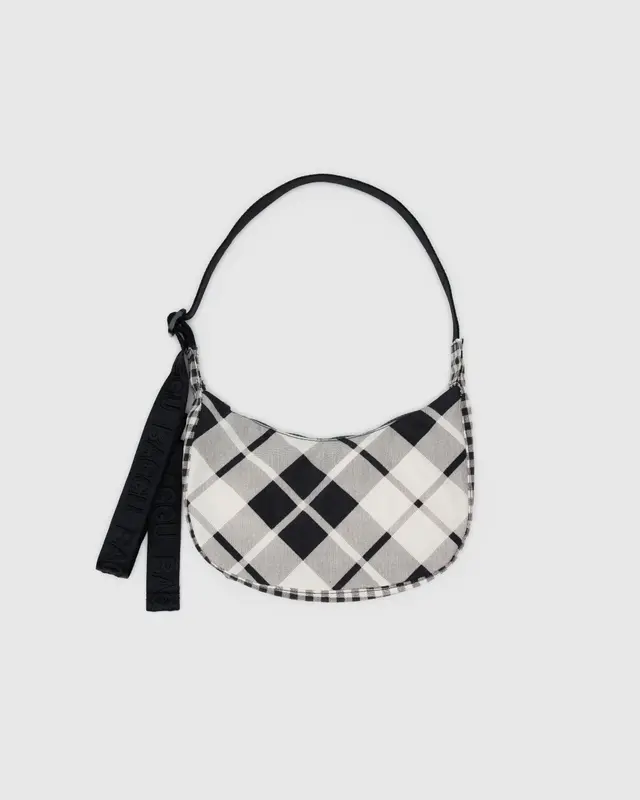 Small Nylon Crescent Bag - Mixed Plaid - Image 4