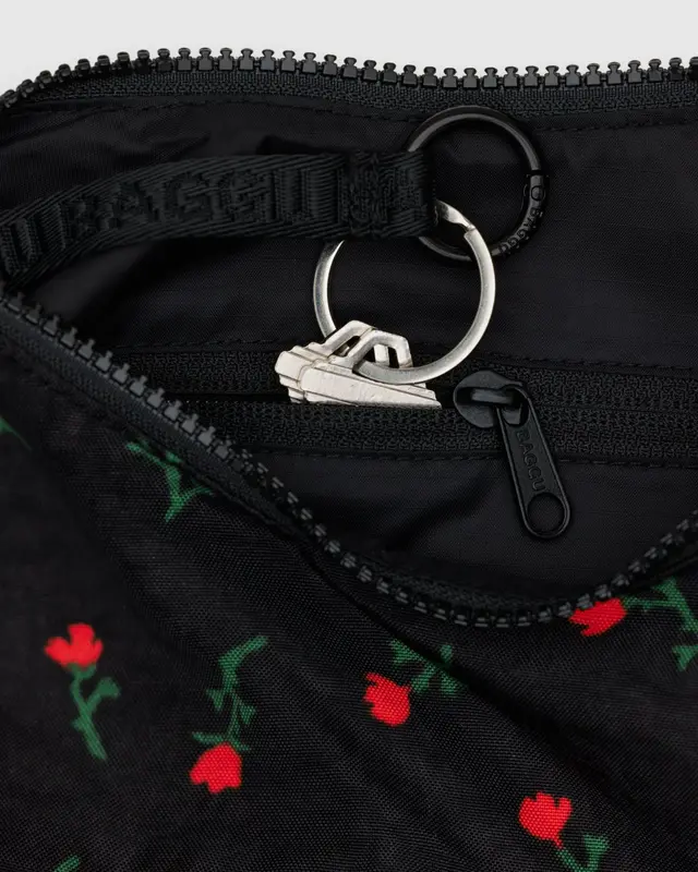 Small Nylon Crescent Bag - Painted Wildflower - Image 3