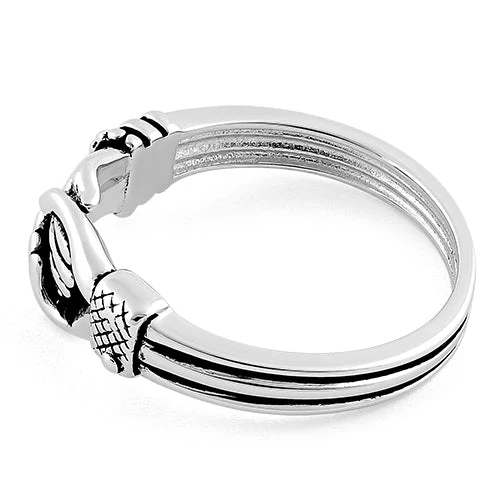 Sterling Silver Hand Shake Ring - Image 4