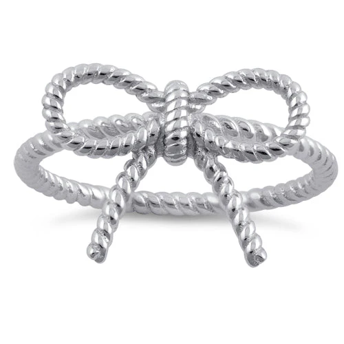 Sterling Silver Ribbon Bow Ring